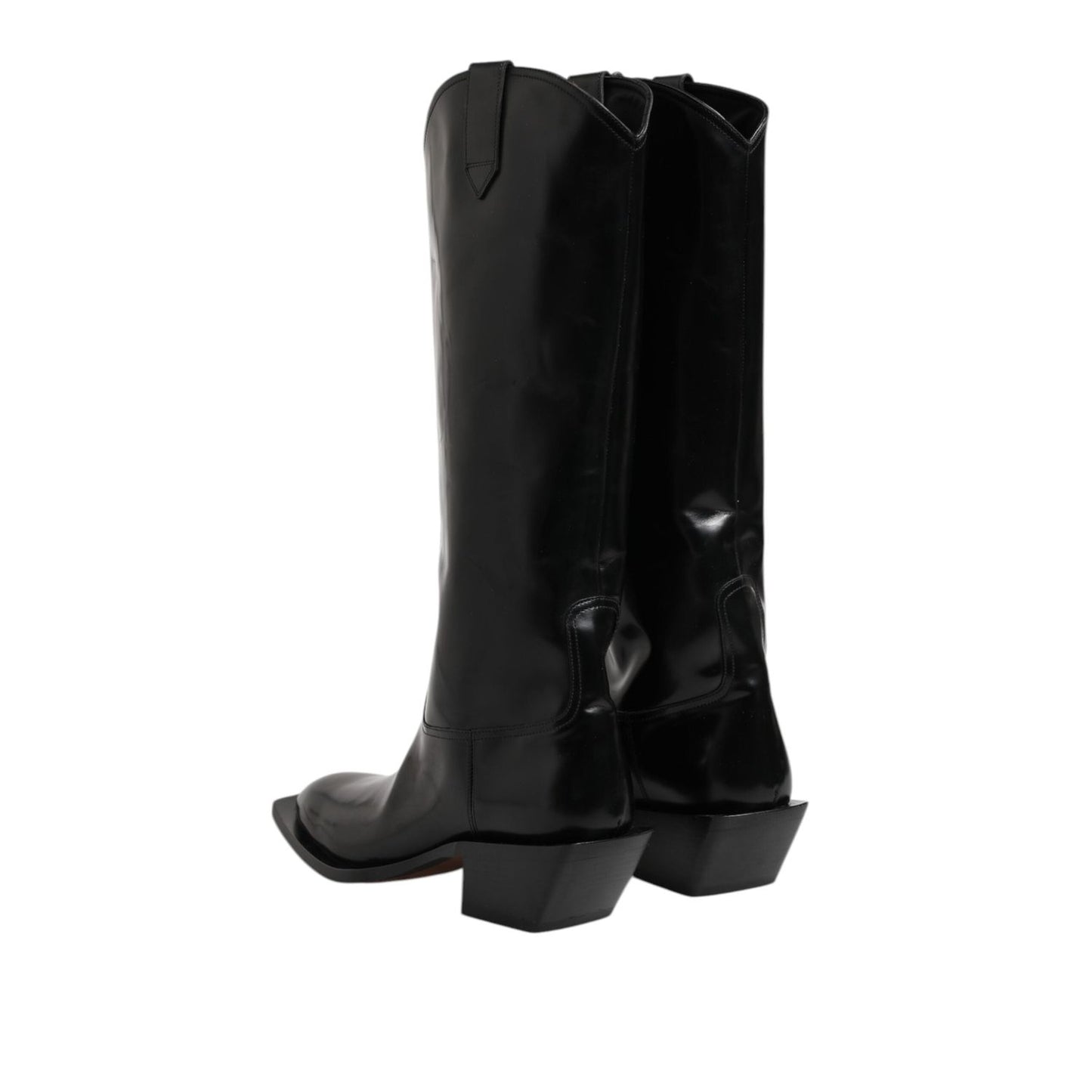 Dolce & Gabbana Black Calfskin Leather Logo High Boots Shoes