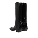 Dolce & Gabbana Black Calfskin Leather Logo High Boots Shoes
