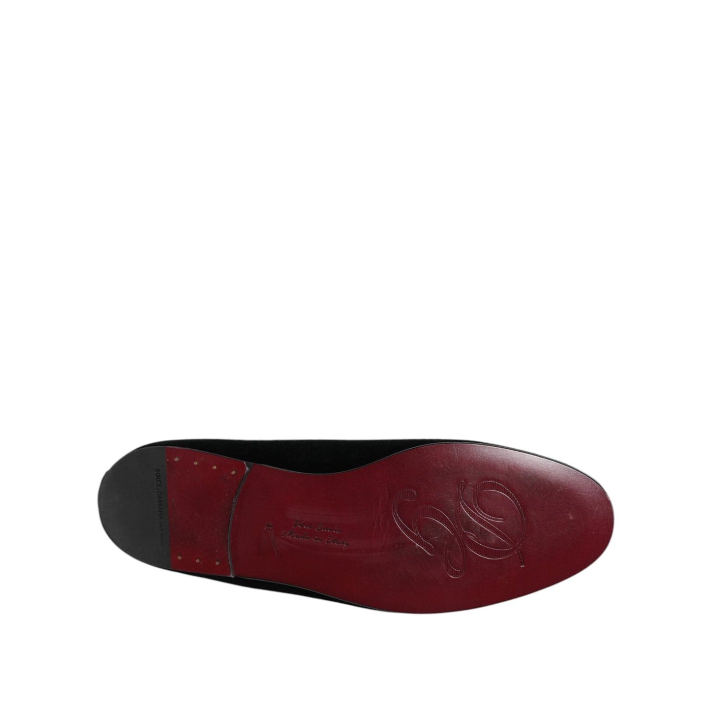 Dolce & Gabbana Black Velvet Crystal Crown Loafers Dress Shoes
