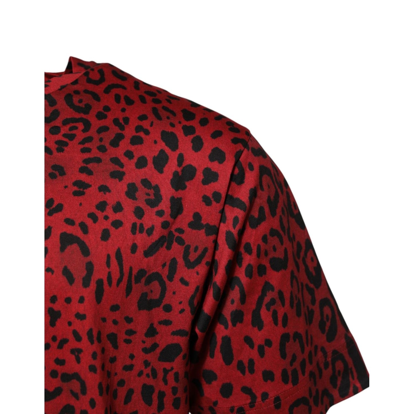 Dolce & Gabbana Red Cotton Leopard Short Sleeves T-shirt