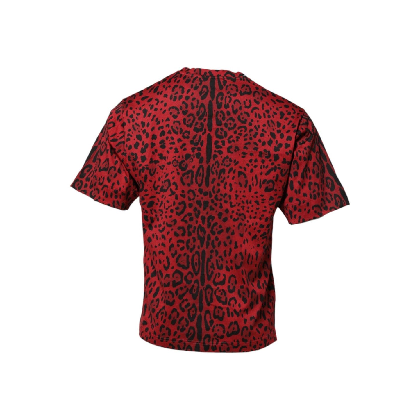 Dolce & Gabbana Red Cotton Leopard Short Sleeves T-shirt