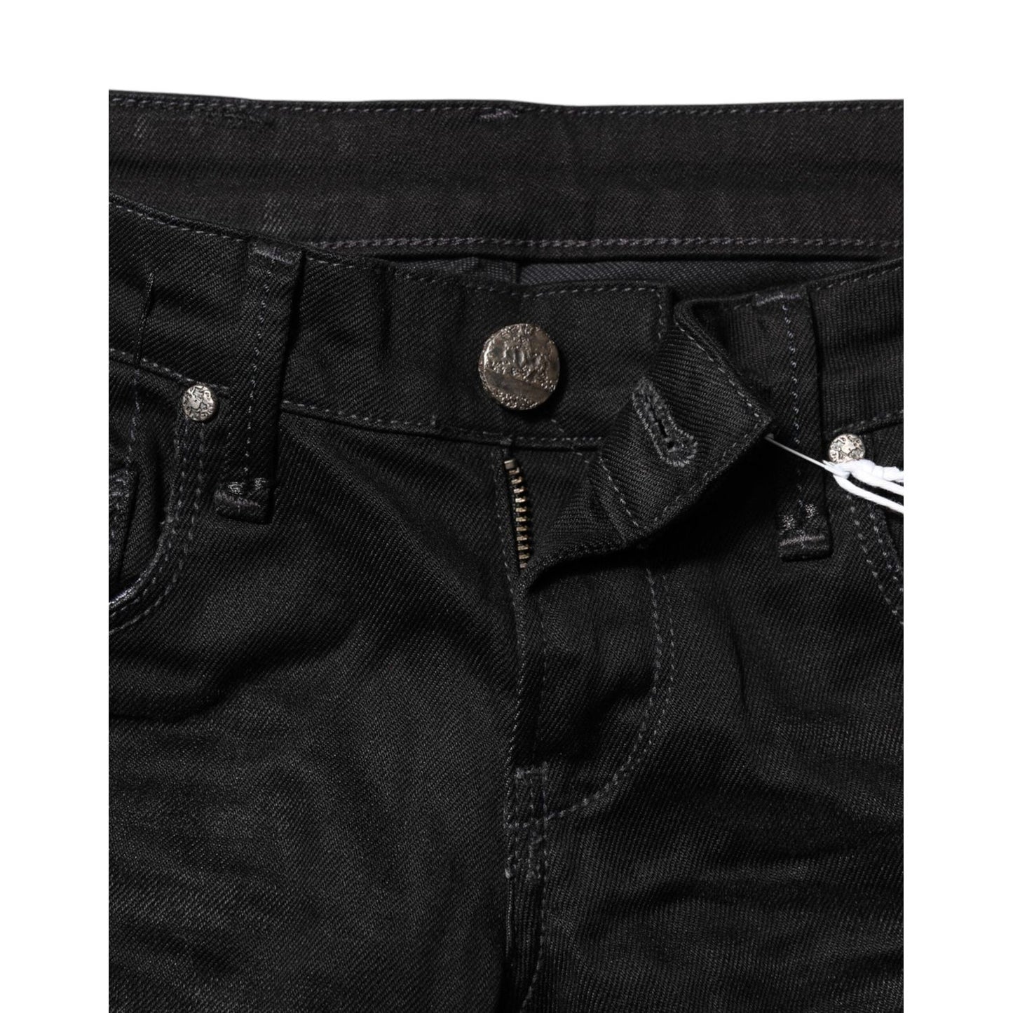 Acht Black Cotton Slim Fit Denim Low Waist Denim Jeans