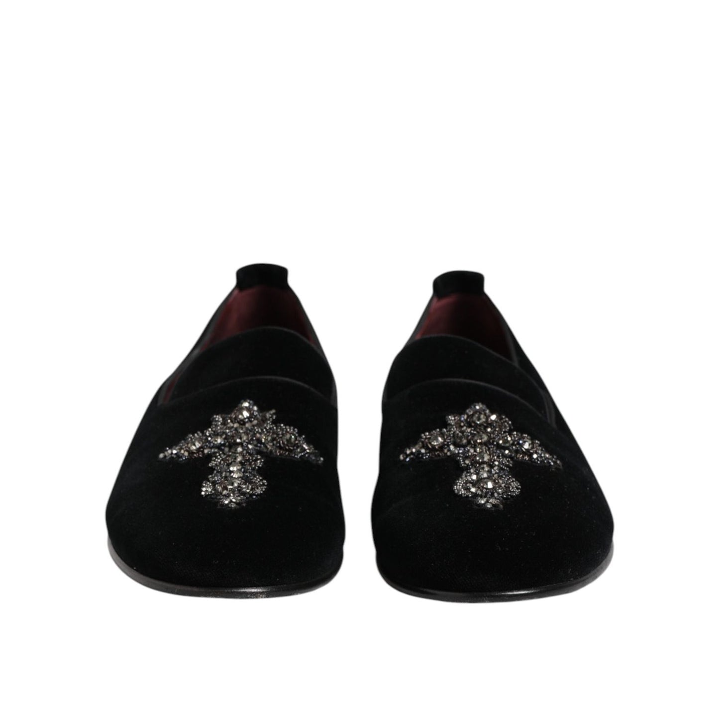 Dolce & Gabbana Black Velvet Crystal Crown Formal Dress Shoes