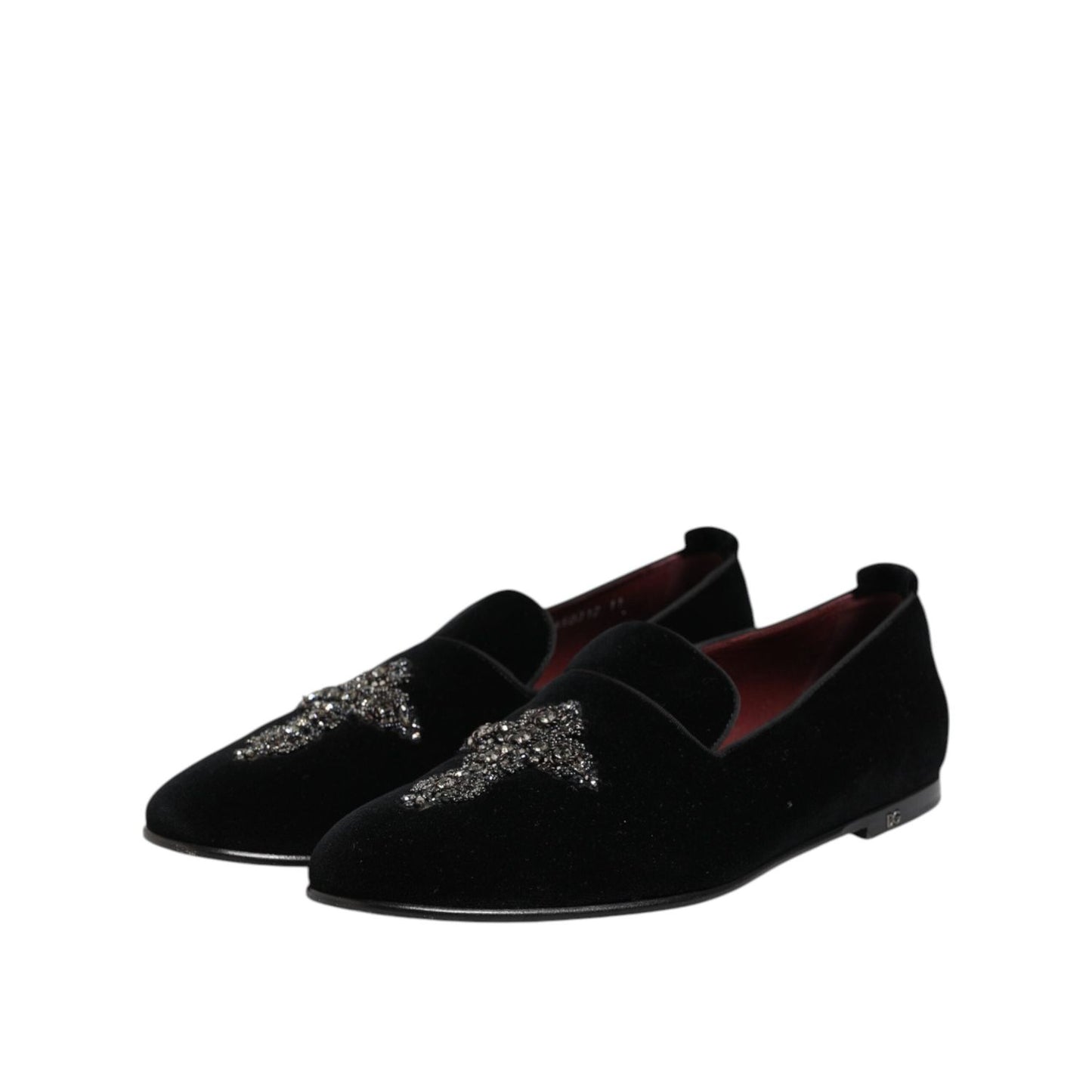 Dolce & Gabbana Black Velvet Crystal Crown Formal Dress Shoes