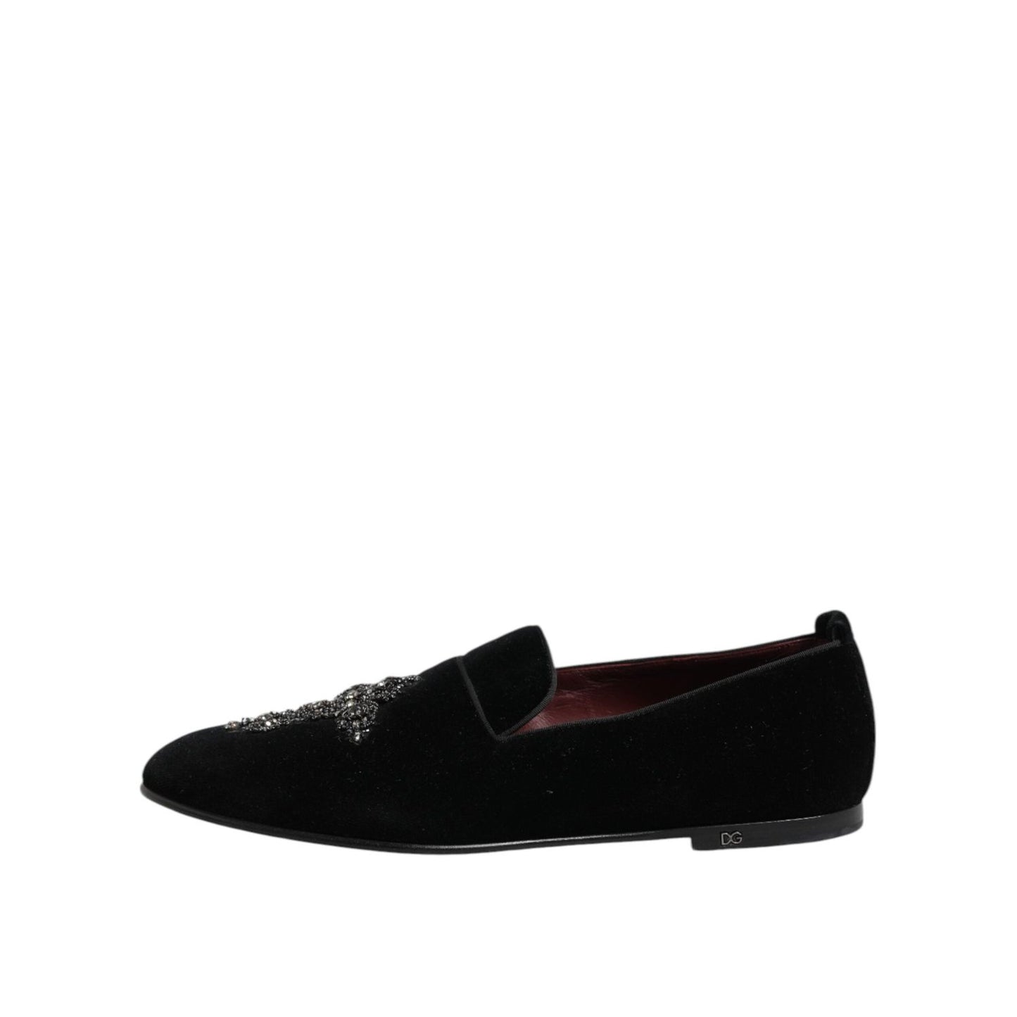 Dolce & Gabbana Black Velvet Crystal Crown Formal Dress Shoes