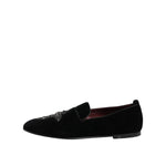 Dolce & Gabbana Black Velvet Crystal Crown Formal Dress Shoes