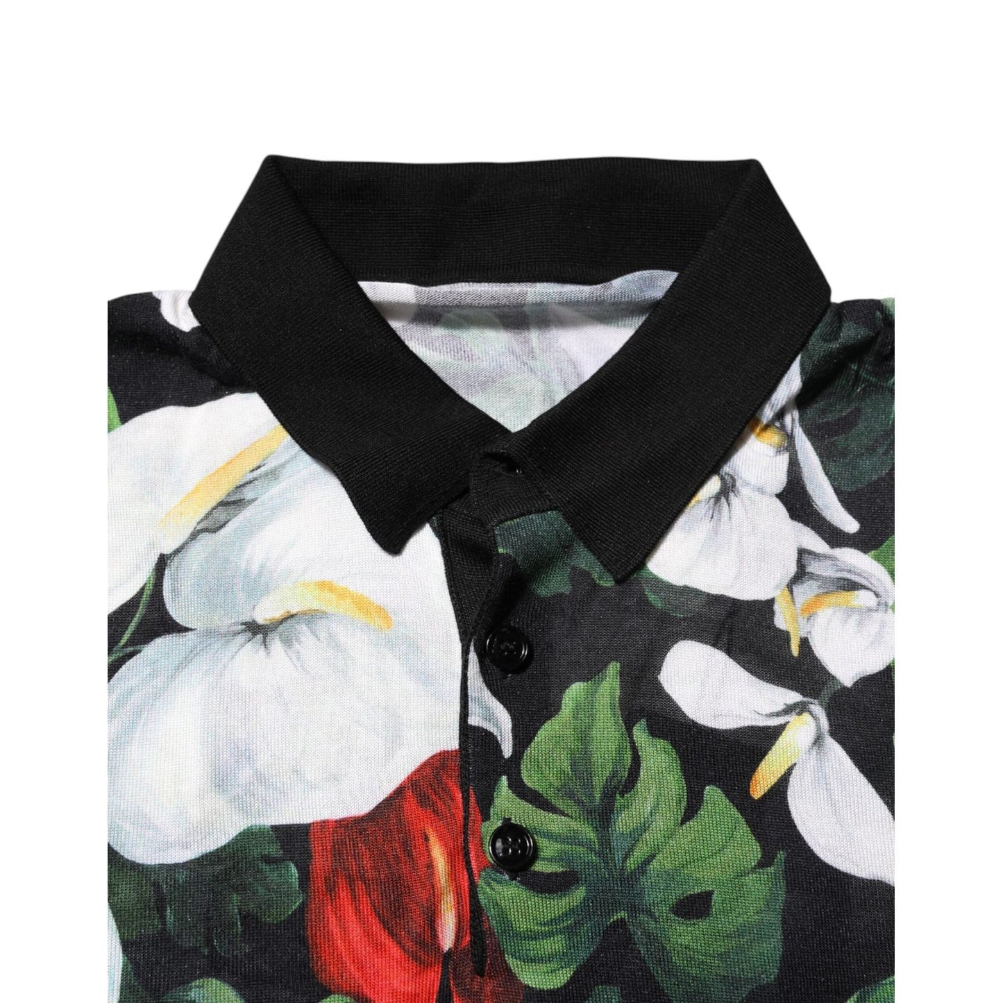 Dolce & Gabbana Multicolor Floral Silk Collared Polo T-shirt