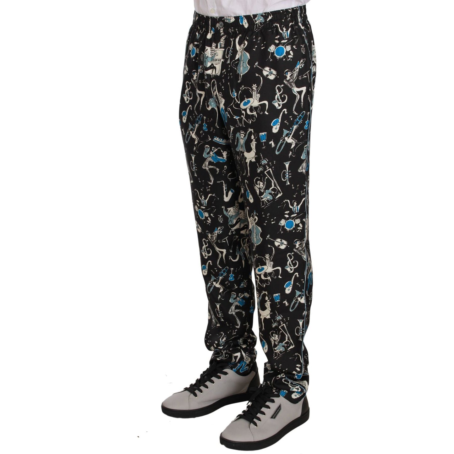 Dolce & Gabbana Black Musical Instrument Sleepwear Pants Jeans & Pants