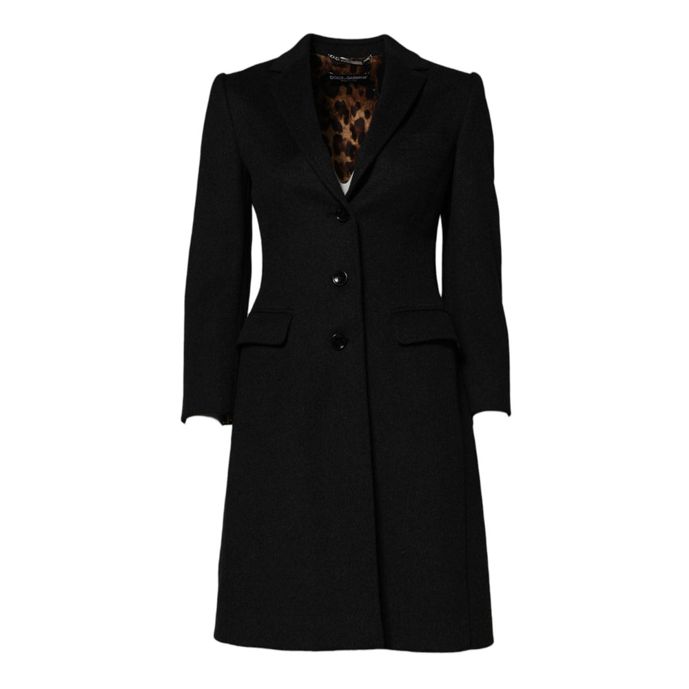 Dolce & Gabbana Black Wool Long Sleeves Trench Coat Jacket