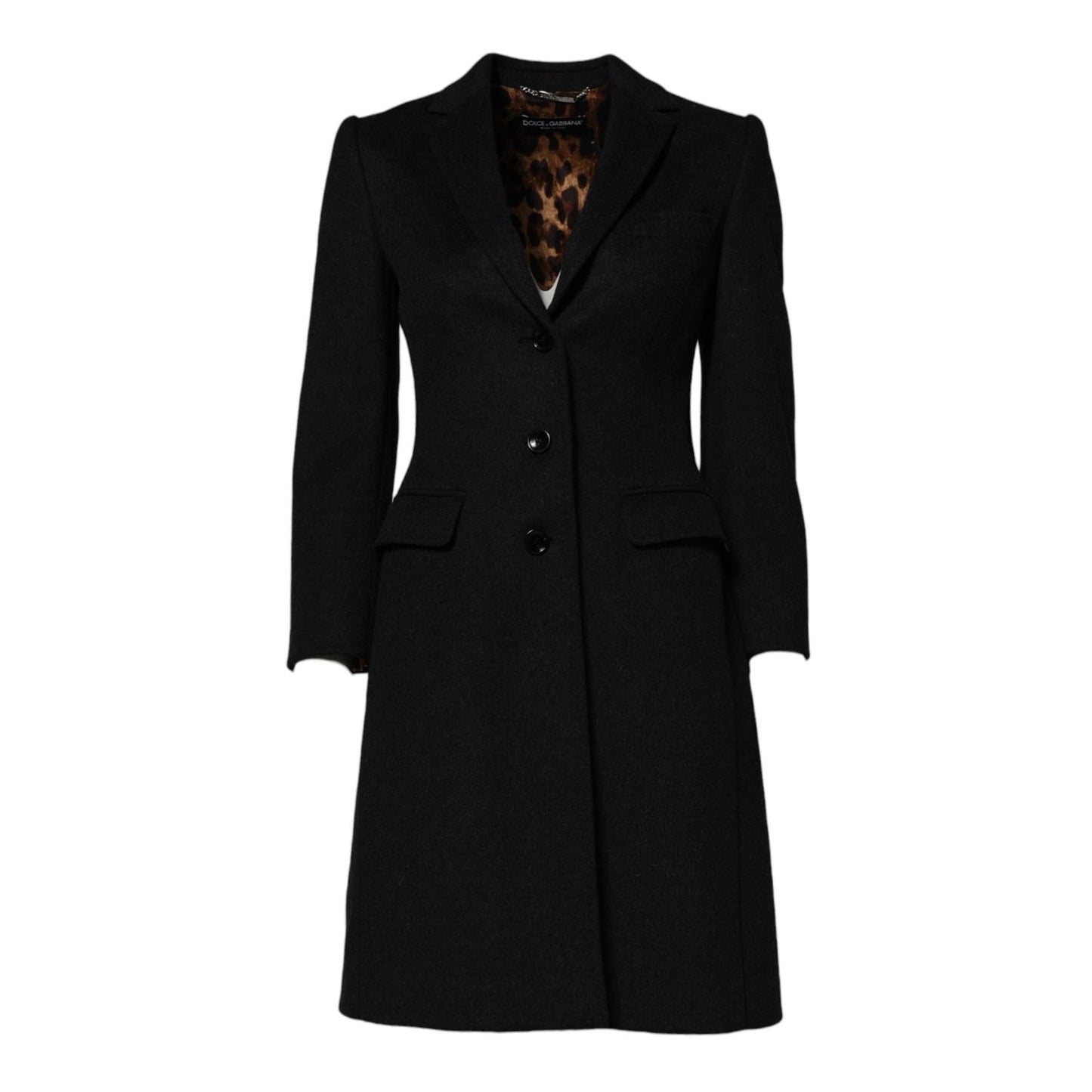 Dolce & Gabbana Black Wool Long Sleeves Trench Coat Jacket
