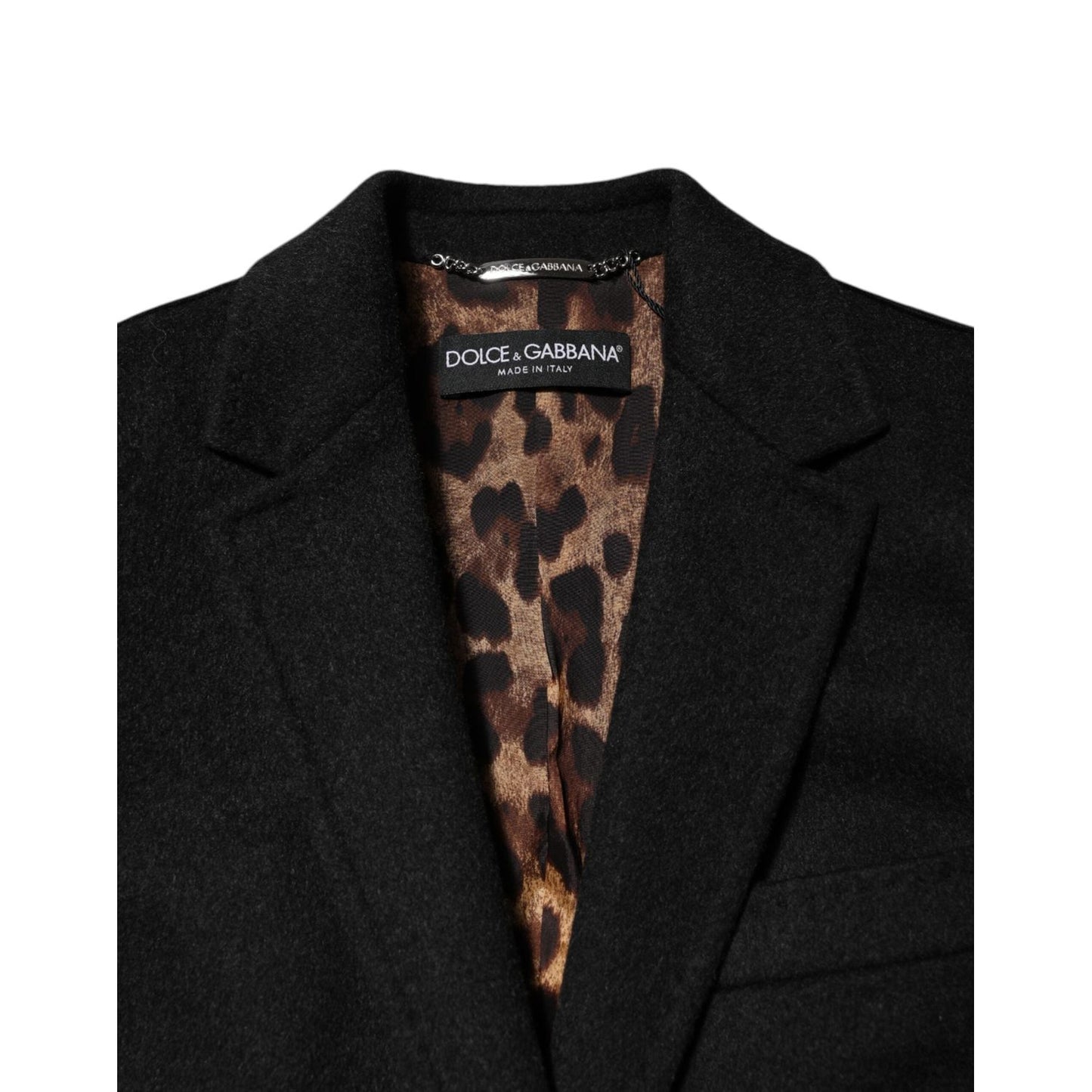 Dolce & Gabbana Black Wool Long Sleeves Trench Coat Jacket
