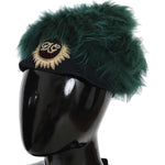 Dolce & Gabbana Green Fur DG Logo Embroidered Cloche Hat HAT70209-56