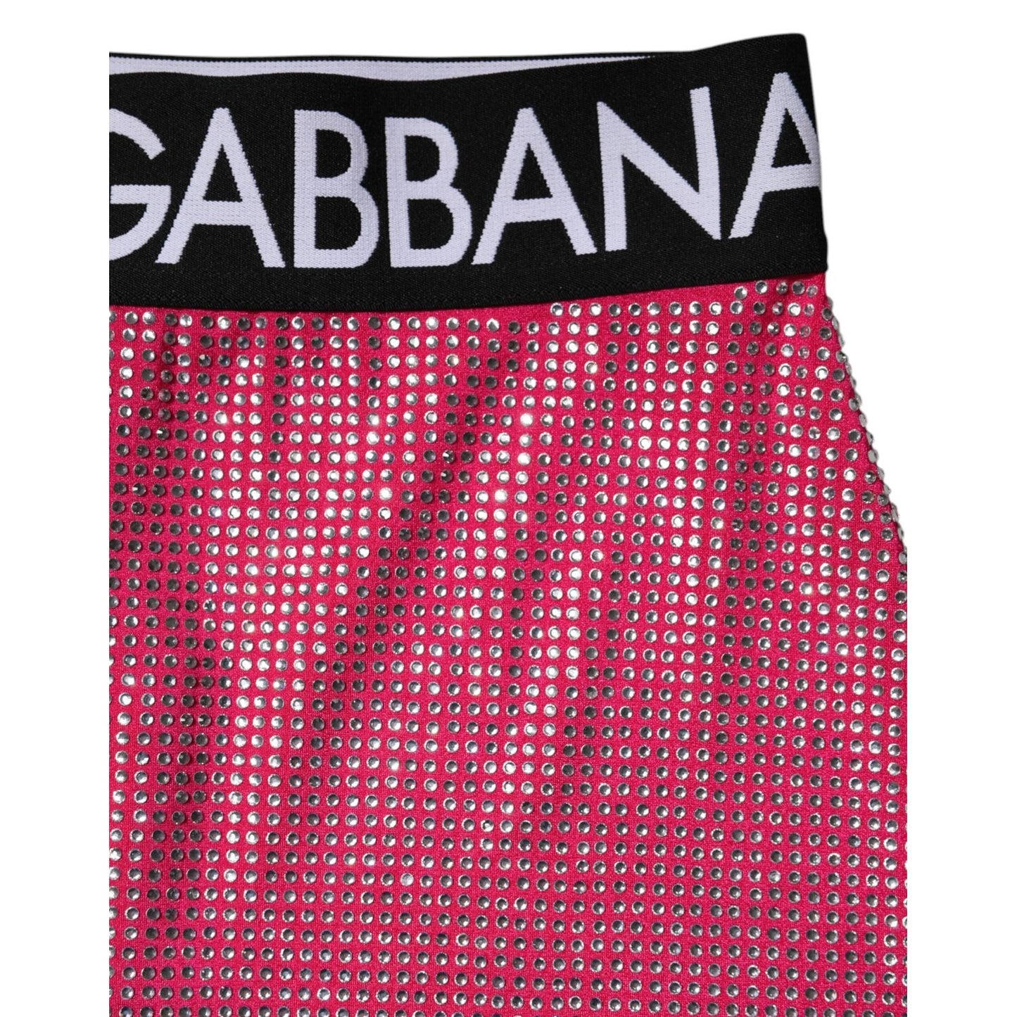Dolce & Gabbana Pink Rhinestone Embellished Logo Mini Skirt SKI2153-36
