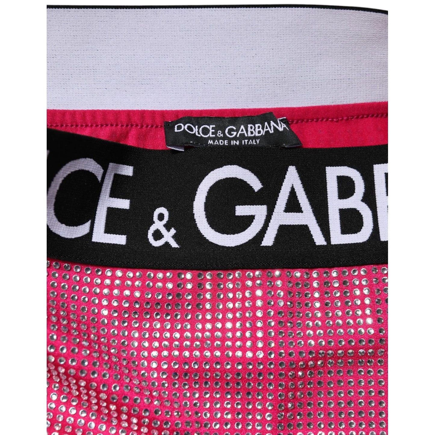 Dolce & Gabbana Pink Rhinestone Embellished Logo Mini Skirt SKI2153-36