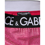 Dolce & Gabbana Pink Rhinestone Embellished Logo Mini Skirt SKI2153-36