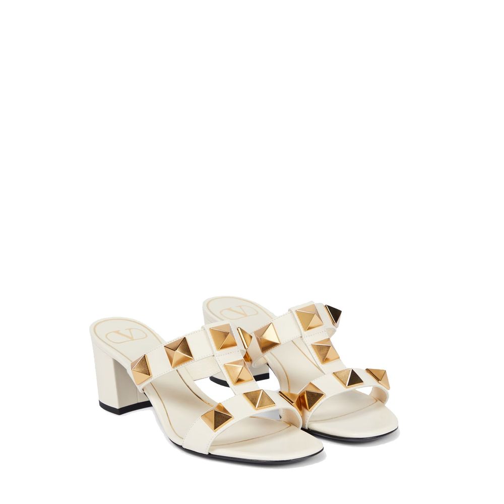 Valentino Garavani White Calfskin Platform Sandals