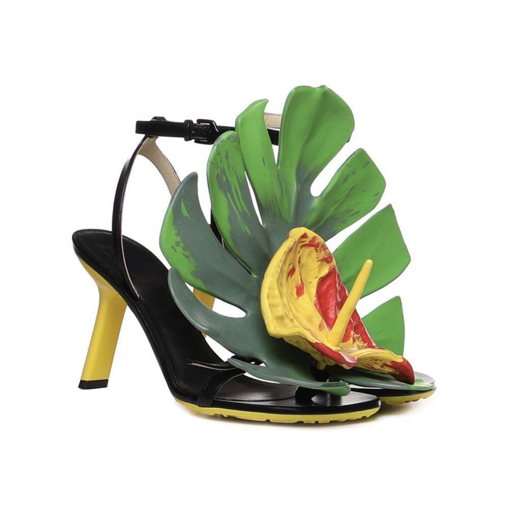 Loewe Petal Monstera Leather Sandals LO-8736449888468-EU36/US6