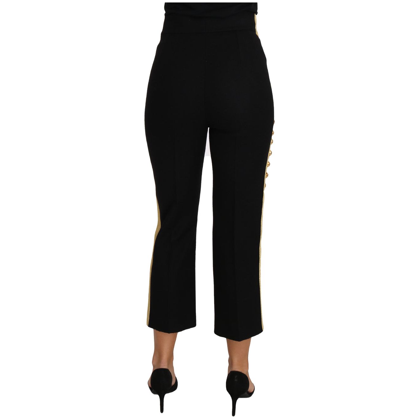 Dolce & Gabbana Military Embellished Pants Black Gold Dress Pant PAN61081-38