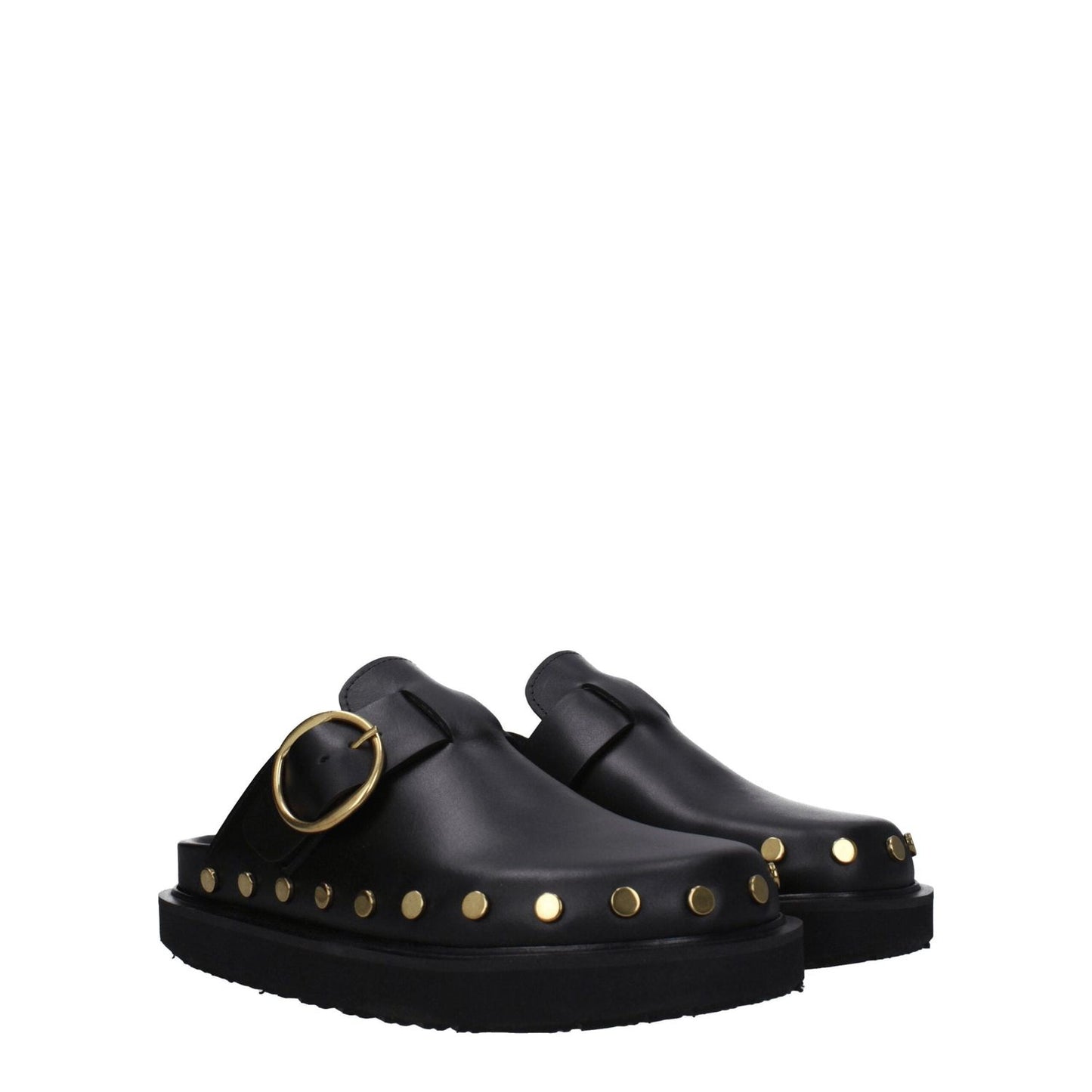 Isabel Marant Black Leather Slippers Sandals IS-8547450028297-EU36/US6
