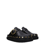 Isabel Marant Black Leather Slippers Sandals IS-8547450028297-EU36/US6