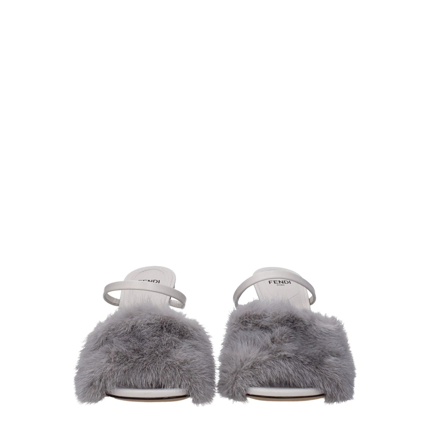 Fendi Gray Mink Slippers Sandals FE-8547460055305-EU38/US8