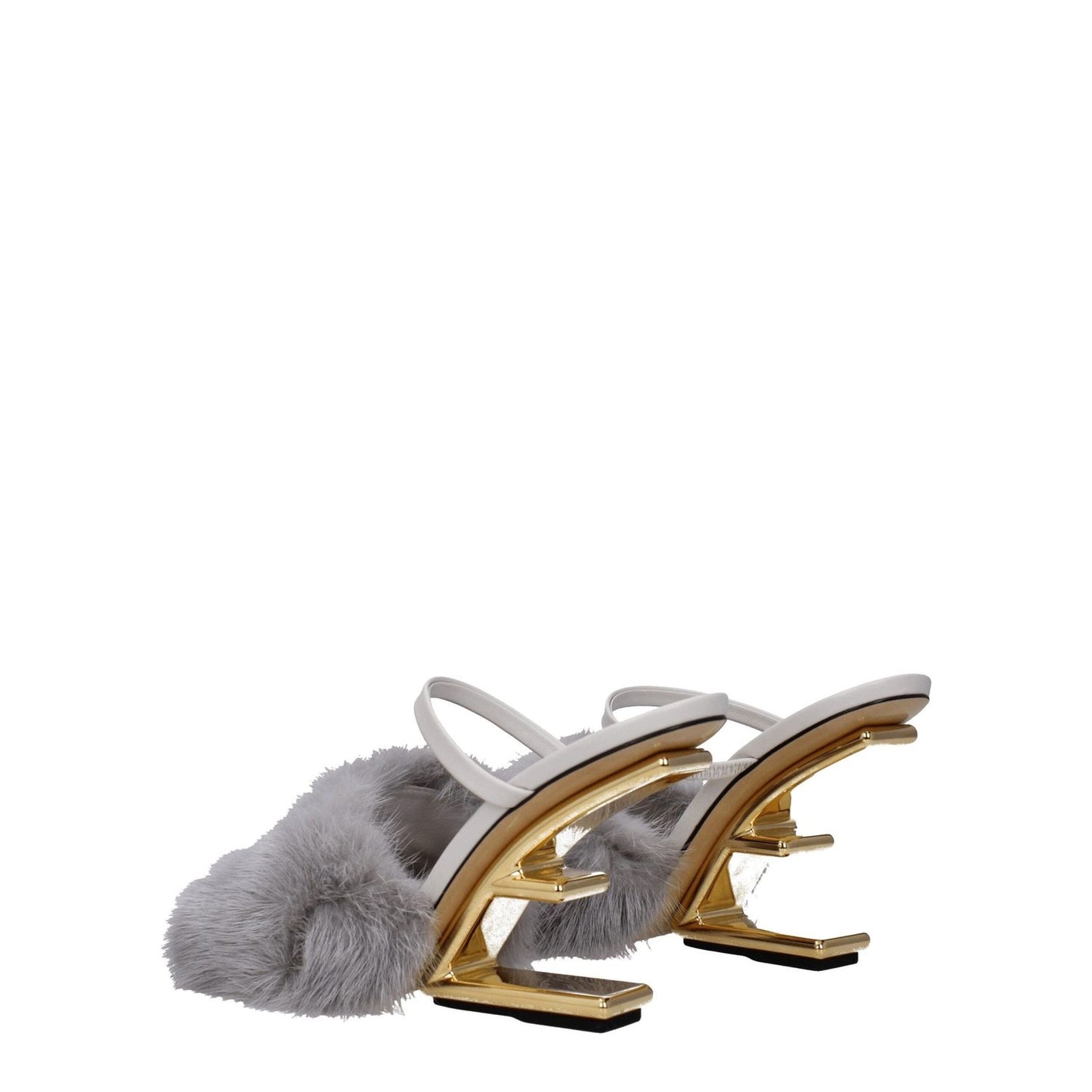 Fendi Gray Mink Slippers Sandals FE-8547460055305-EU38/US8