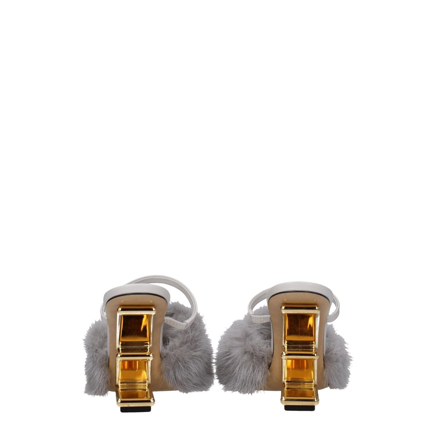 Fendi Gray Mink Slippers Sandals FE-8547460055305-EU38/US8