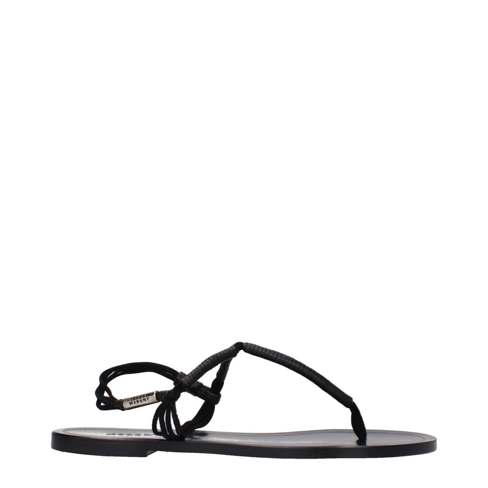 Isabel Marant Black Leather Flip-Flop Sandals IS-9288793653513-EU36/US6