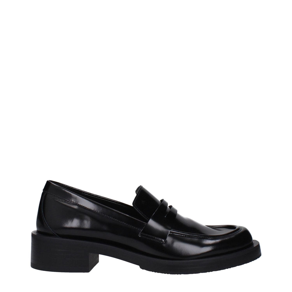 Stuart Weitzman Black Leather Slip-On Loafers ST-15037519921417-EU36.5/US6.5