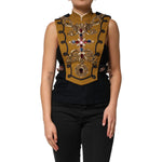 Dolce & Gabbana Yellow Crystal Cross Runway Vest Jacket Top TSH90654-40