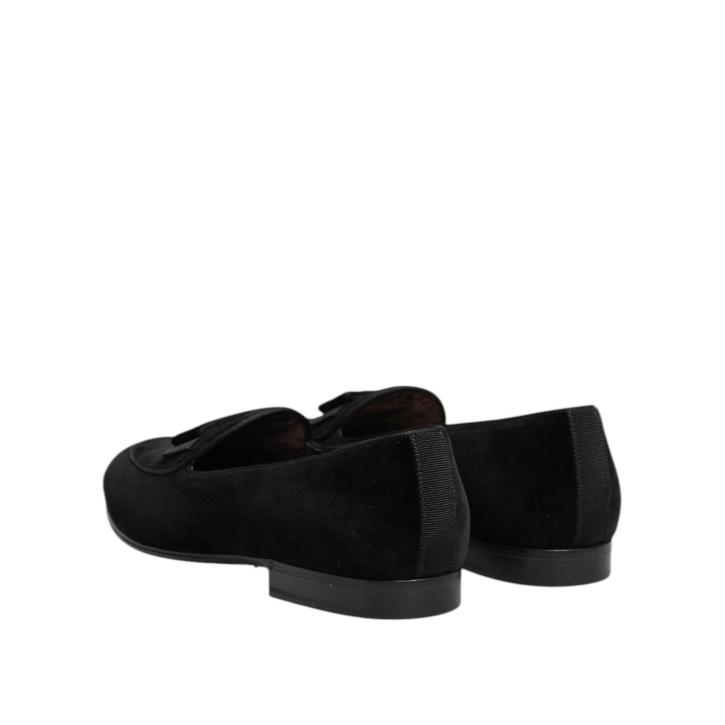 Dolce & Gabbana Black Velvet Loafers Formal Men Dress Shoes MV7672-42