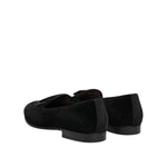 Dolce & Gabbana Black Velvet Loafers Formal Men Dress Shoes MV7672-42