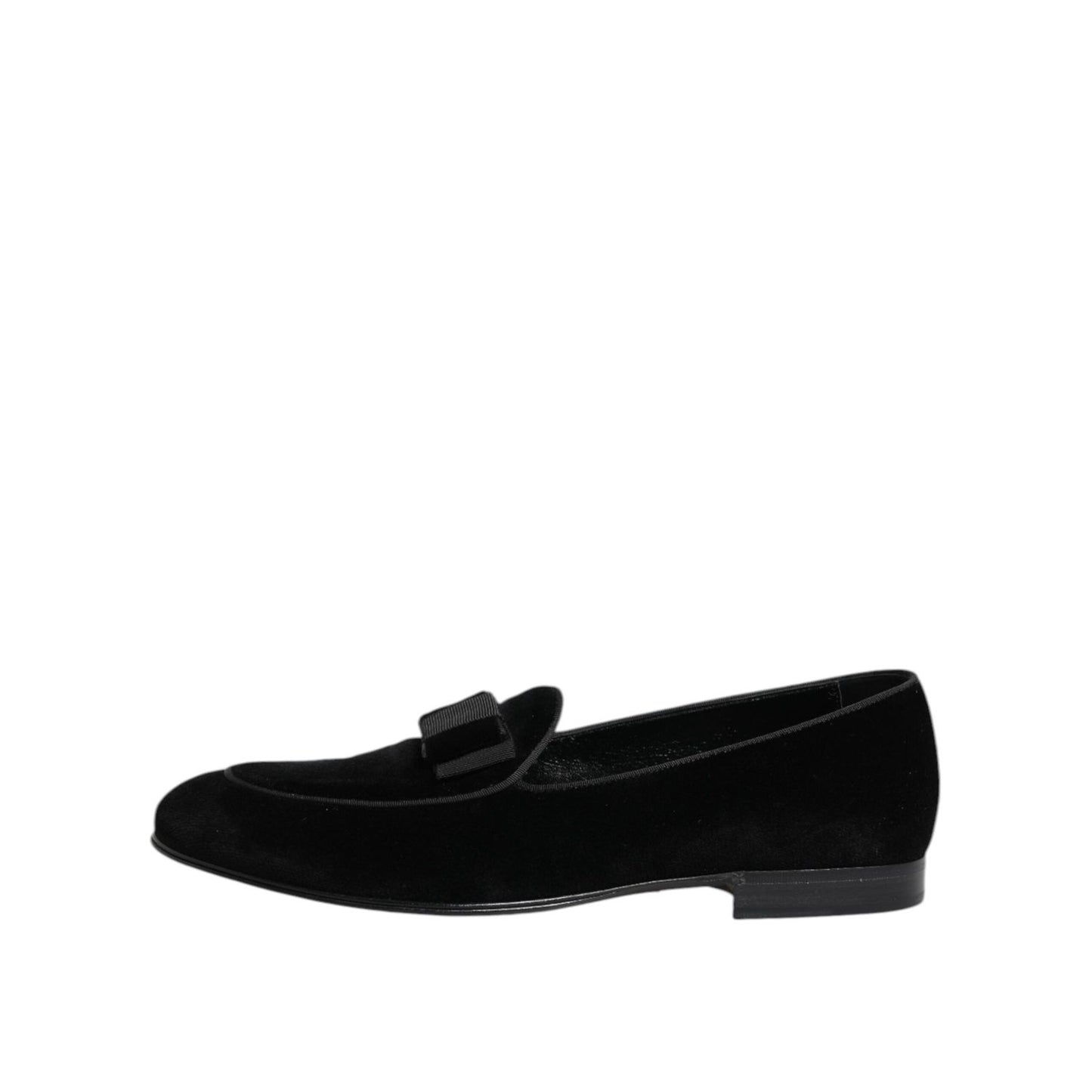 Dolce & Gabbana Black Velvet Loafers Formal Men Dress Shoes MV7672-42