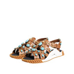 Dolce & Gabbana Brown Leather Studded Slides Sandals Shoes MV7798-42.5