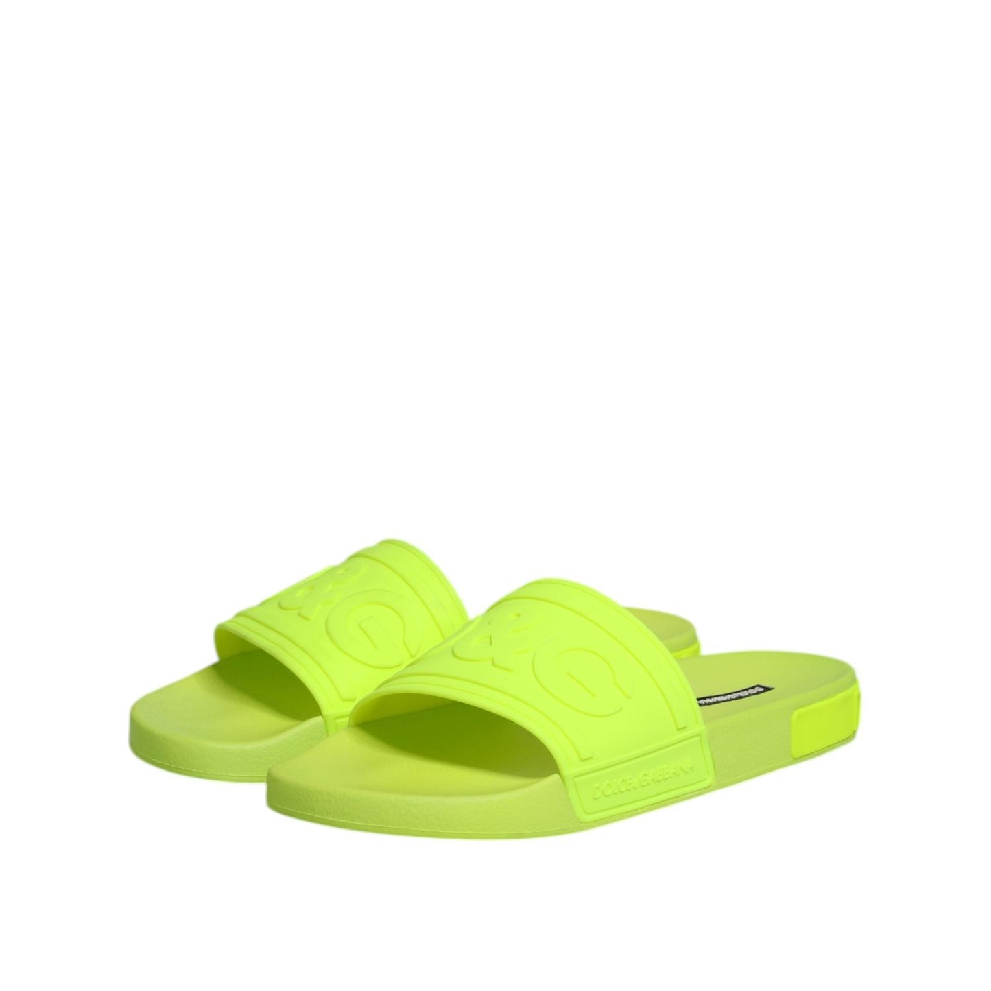 Dolce & Gabbana Green Rubber Slides Sandals Beachwear Shoes MV7857-44