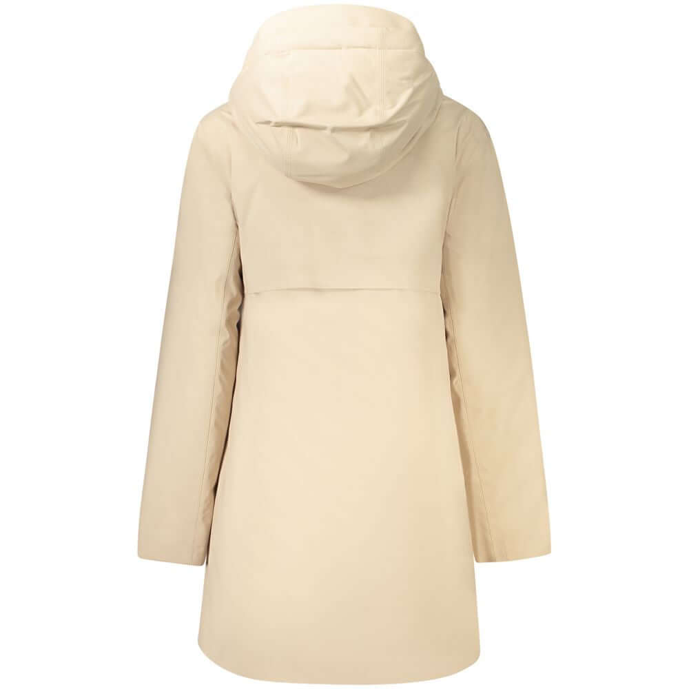 K-WAY Beige Polyester Jackets & Coat long sleeve trench with hood, padded, featuring 2 external and 3 internal pockets, zip and buttons.