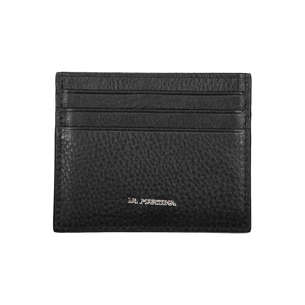 La Martina Black Leather Wallet LA-20584