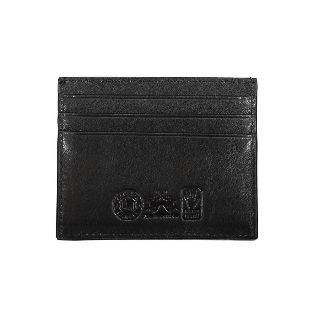 La Martina Black Leather Wallet LA-20584