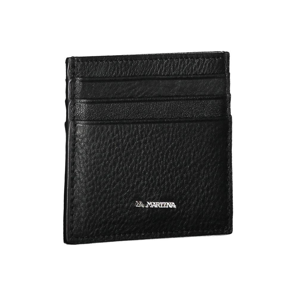 La Martina Black Leather Wallet LA-20584