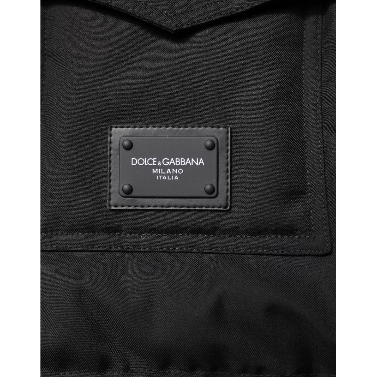 Dolce & Gabbana Black Sleeveless Parka Logo Plaque Jacket 1728,67345645728,Black,Clothing,Dolce & Gabbana,IT48 | M,Jackets - Men - Clothing,Material: 84% Polyester 16% Viscose,Men,Men - Clothing,New with tags JKT41510-48