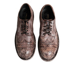 Dolce & Gabbana Brown Leather Distressed Brogue Lace Up Shoes MV7378-40
