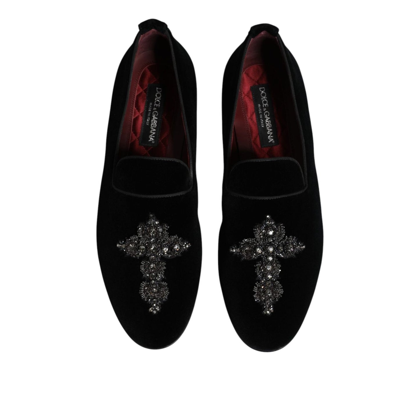 Dolce & Gabbana Black Suede Cross Slip On Loafers Dress Shoes MV7625-39