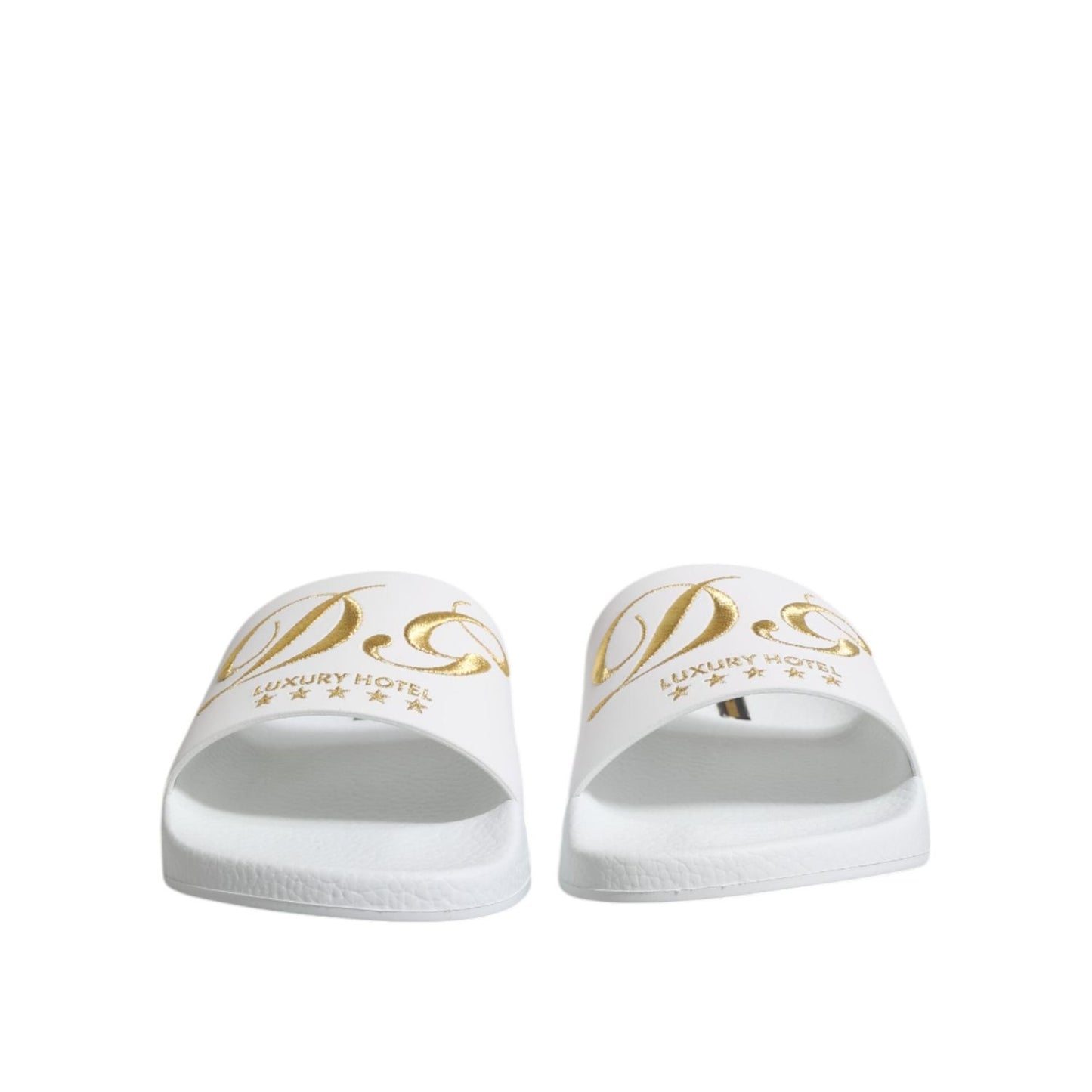 Dolce & Gabbana White Leather Slides Sandals Beachwear Shoes MV7388-39