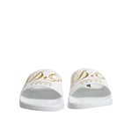 Dolce & Gabbana White Leather Slides Sandals Beachwear Shoes MV7388-39
