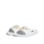 Dolce & Gabbana White Leather Slides Sandals Beachwear Shoes MV7388-39