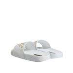Dolce & Gabbana White Leather Slides Sandals Beachwear Shoes MV7388-39