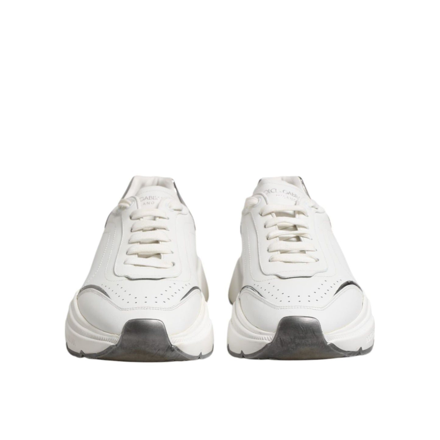 Dolce & Gabbana White Daymaster Leather Low Top Sneakers Shoes MV7427-43