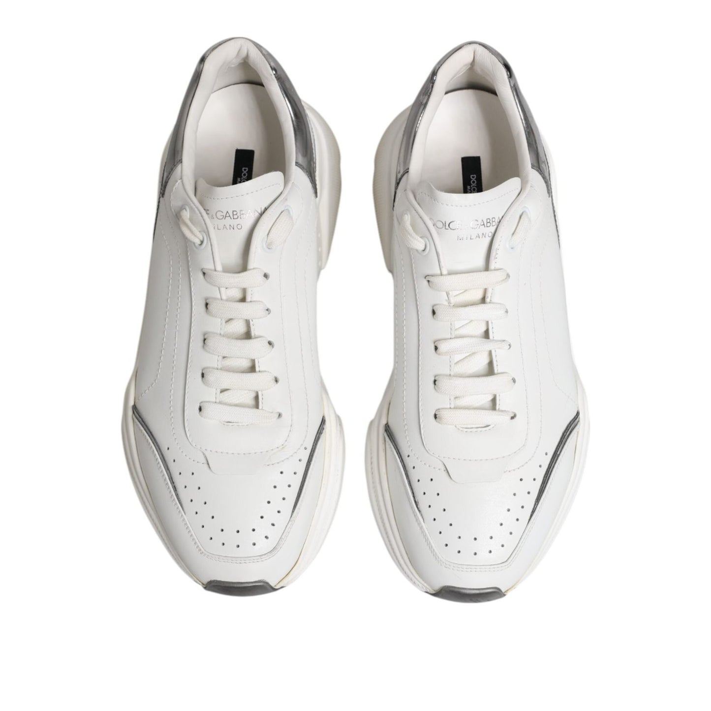 Dolce & Gabbana White Daymaster Leather Low Top Sneakers Shoes MV7427-43