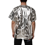Dolce & Gabbana White Cotton Silver Metallic Slogan Print T-shirt TSH90590-M