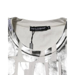 Dolce & Gabbana White Cotton Silver Metallic Slogan Print T-shirt TSH90590-M